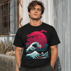 Great Wave Vaporwave Glitch T-Shirt Retro Japanese Hokusai Style Art Tee