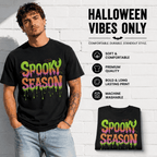Spooky Season Neon Drip Retro Halloween Bat Graphic Men's T-Shirt