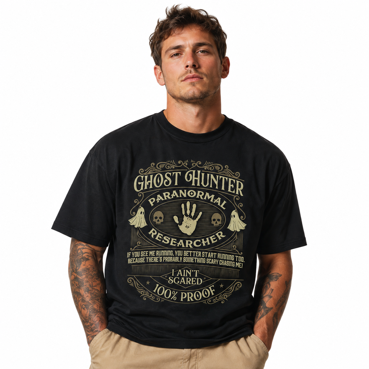Ghost Hunter Paranormal Researcher Funny Spooky Halloween Men's T-Shirt