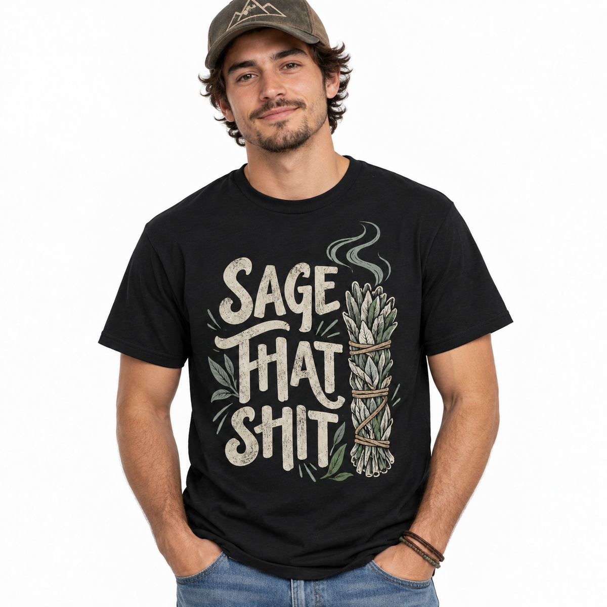 Sage That Shit Funny Smudge Stick Spiritual Cleansing Men's T-Shirt