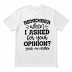 Remember When I Asked for Your Opinion Funny Sarcastic Men's T-Shirt