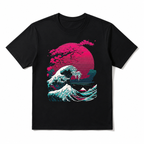 Great Wave Vaporwave Glitch T-Shirt Retro Japanese Hokusai Style Art Tee