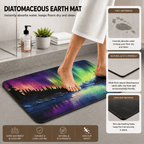 Northern Lights Mountain Lake Door Mat Quick Dry Super Absorbent Non Slip