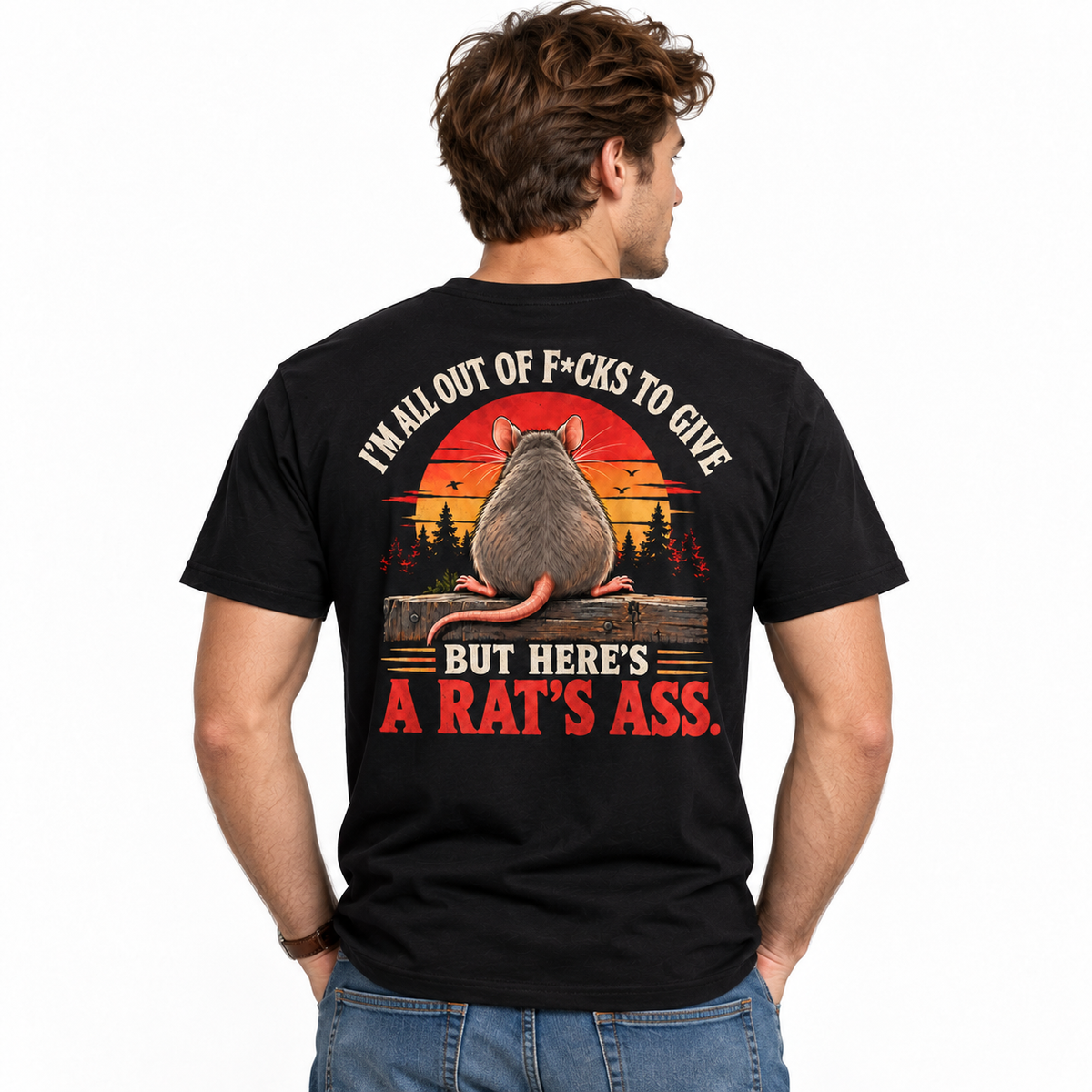 I'm All Out of F*cks to Give Funny Rat Humor Graphic Men's T-Shirt
