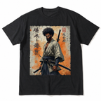 Japanese Samurai Calligraphy Sword Graphic T-Shirt Anime Style Streetwear Tee