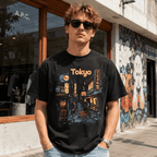 Tokyo Streetwear Tee - Japanese Alleyway Graphic - Retro Neon Night T-Shirt