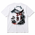 Japanese Torii Gate T-Shirt - Zen Mountain Ink Wash Art Asian Streetwear Tee