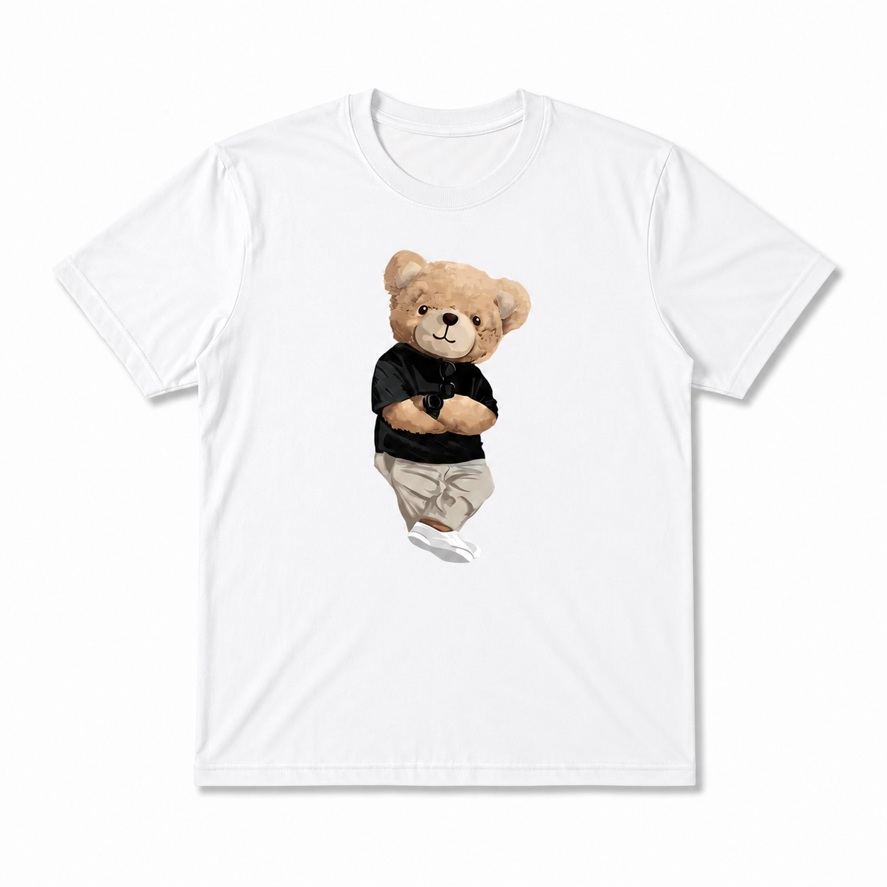 Cute Teddy Bear Graphic T-Shirt Men Funny Cartoon Casual Street Tee