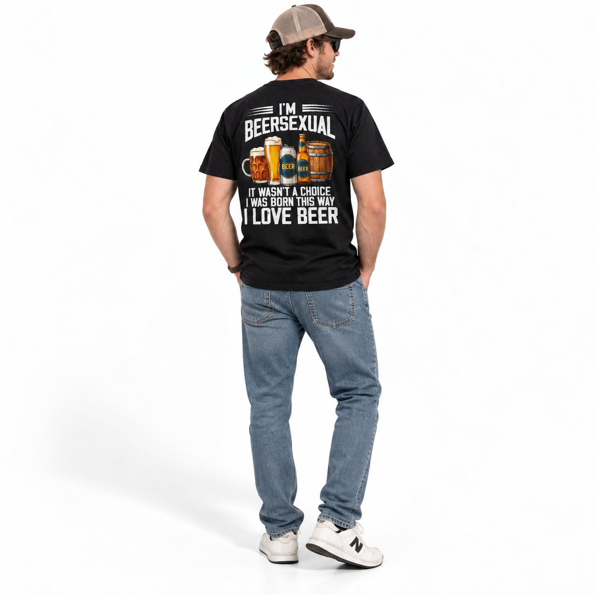 Beer Sexual Born This Way Funny Beer Lover Drinking Humor Men's T-Shirt
