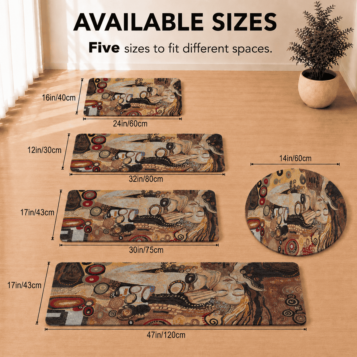 Klimt Inspired Bath Mat Quick Dry Super Absorbent Non Slip Art Nouveau Decor
