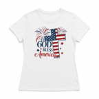 God Bless America Patriotic Cross Graphic Tee - Patriotic Fireworks T-Shirt