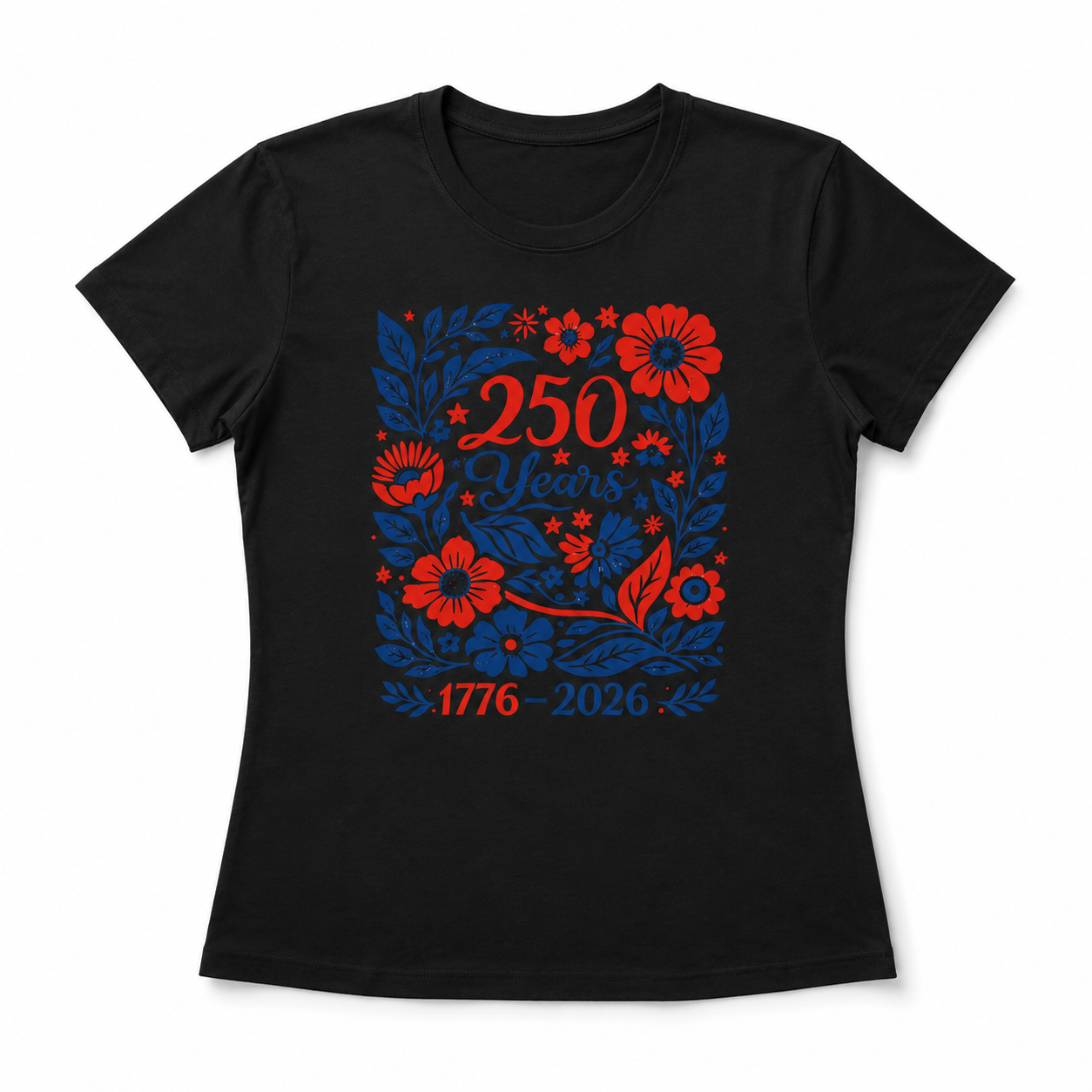 Women's USA 250th Birthday 1776–2026 Floral Butterfly Patriotic T-Shirt