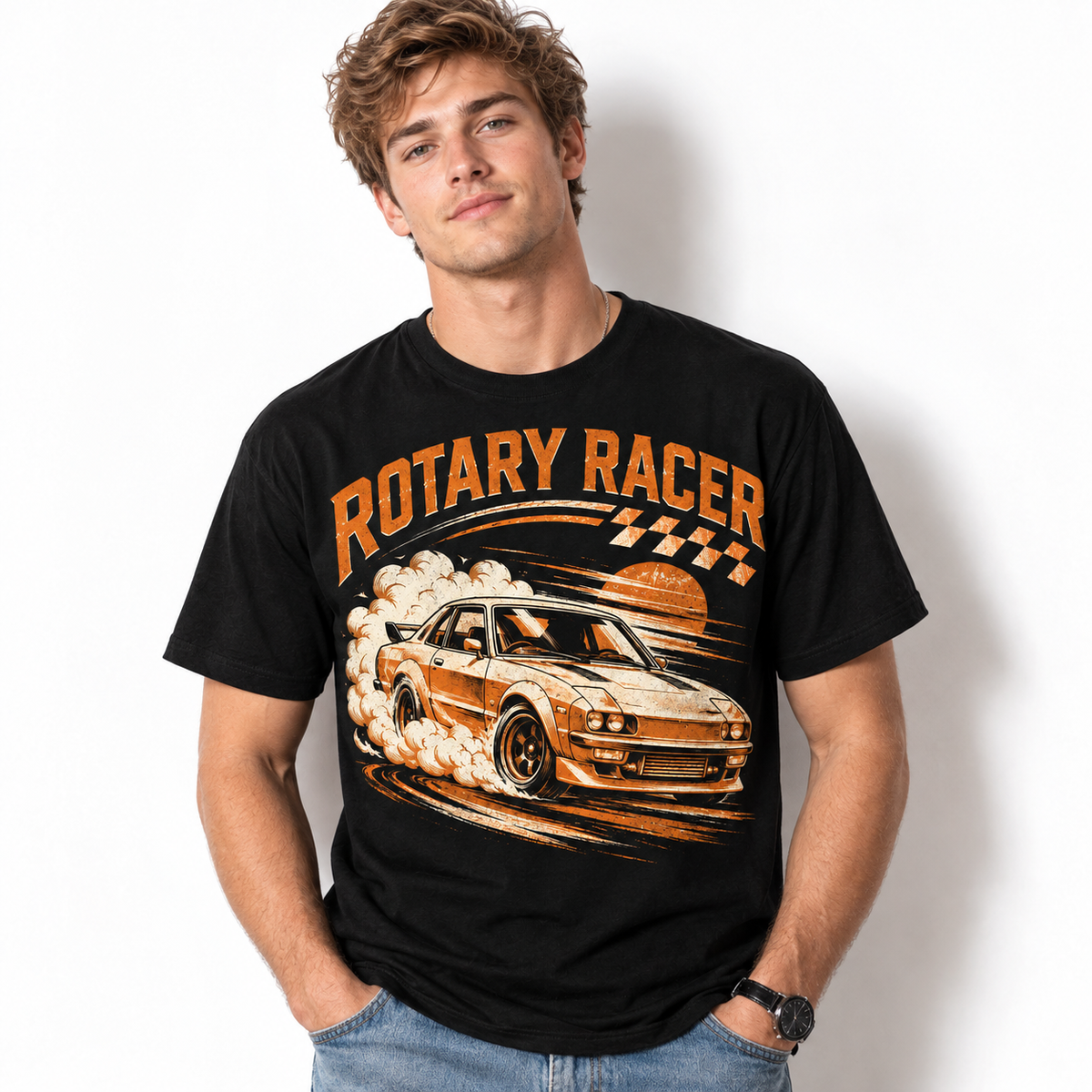 Rotary Racer Drift Car JDM Racing Retro Automotive Men's T-Shirt