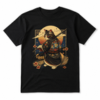 Black Cat Samurai Graphic T-Shirt Japanese Anime Style Streetwear Tee