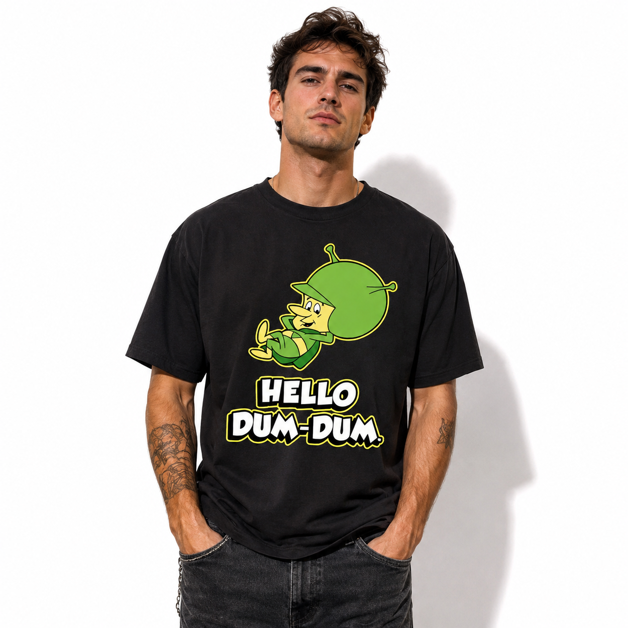Hello Dum-Dum Funny Retro Alien T-Shirt – Vintage Cartoon Space Graphic Tee
