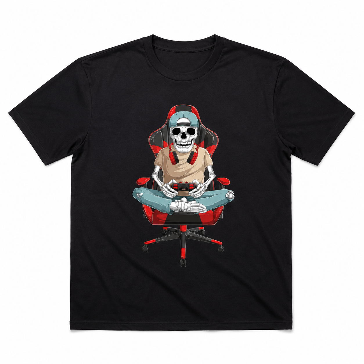 Skeleton Gamer Gaming Chair Funny Video Game Halloween Men's T-Shirt