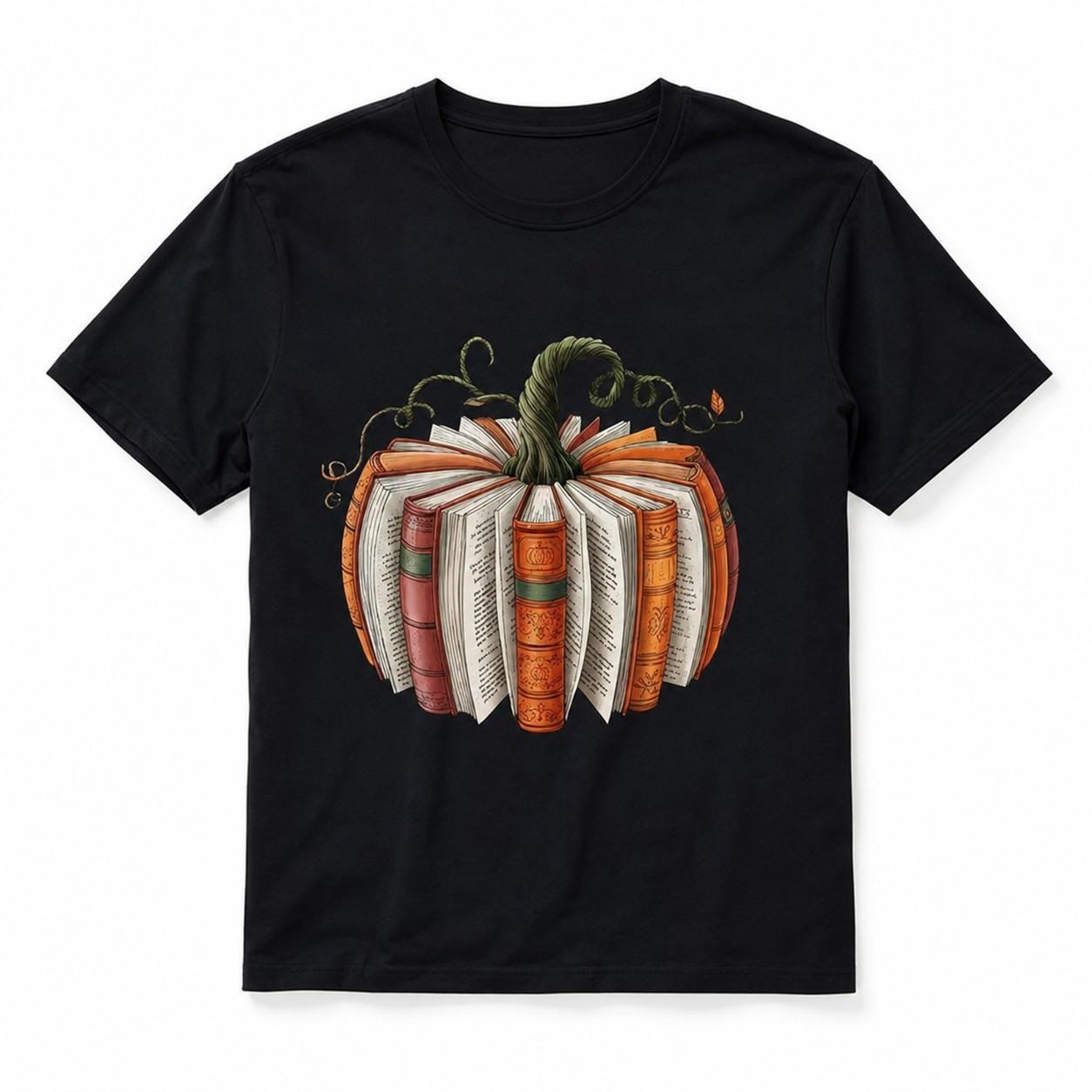 Pumpkin Books Fall Reading Halloween Book Lover Graphic Men's T-Shirt