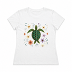 Women‘s Sea Turtle Floral Graphic T-Shirt Beach Summer Casual Tee