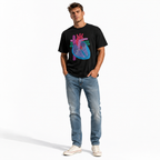 Anatomical Heart Graphic T-Shirt Colorful Medical Anatomy Art Tee for Men