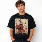 Samurai Rabbit Anime T-Shirt Japanese Retro Manga Graphic Streetwear Tee