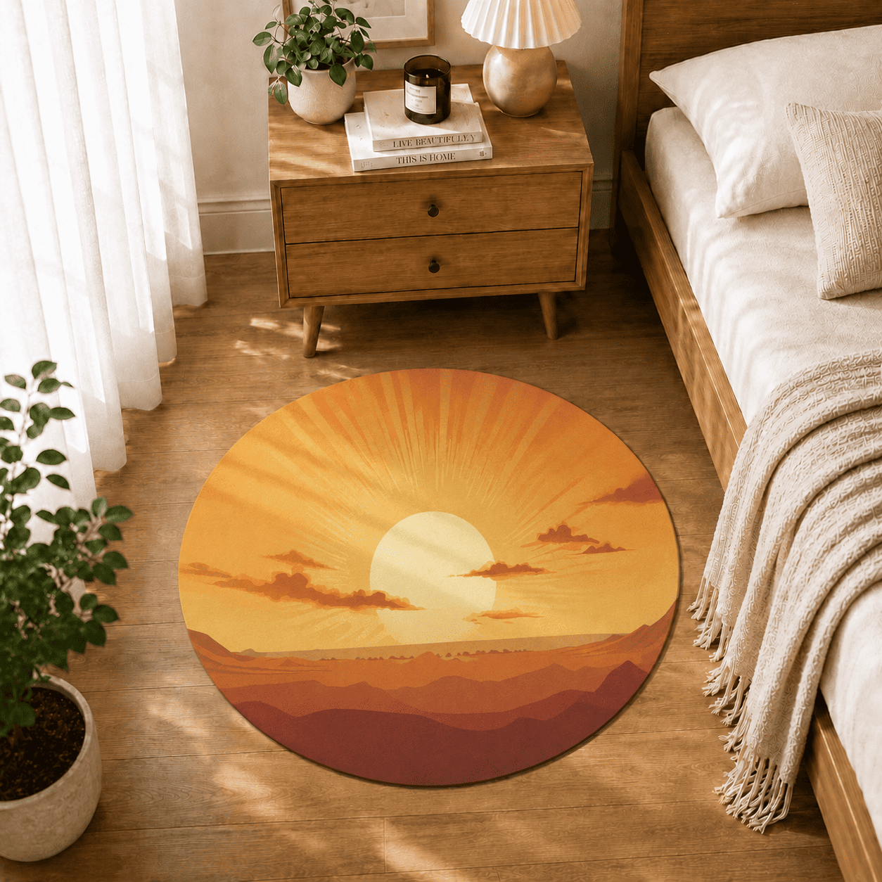 Sunset Desert Landscape Floor Mat Quick Dry Super Absorbent Non Slip Decor