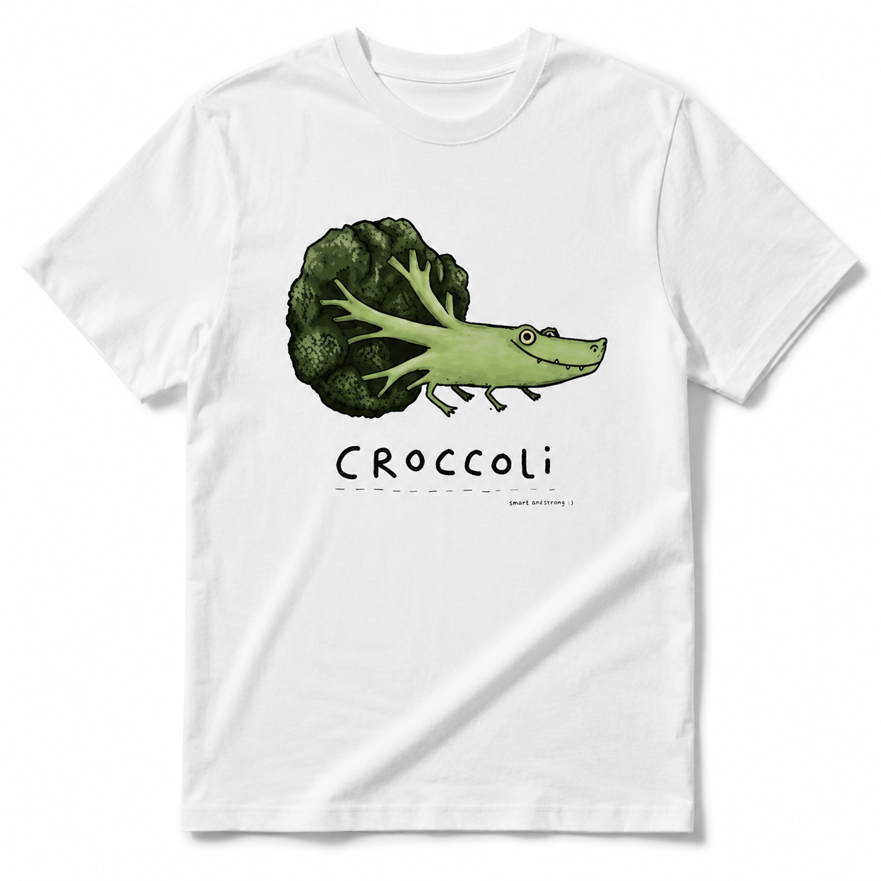 Croccoli Funny Broccoli Crocodile Graphic T-Shirt Cute Food Pun Tee for Men