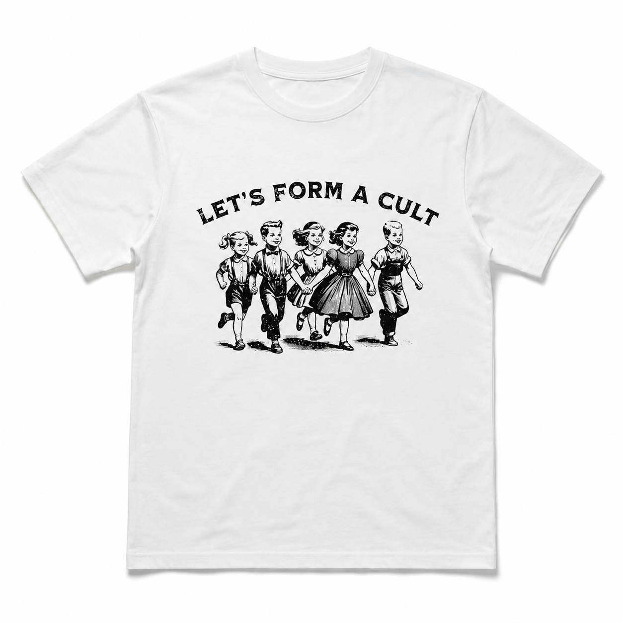 Let's Form a Cult Funny Vintage Graphic T-Shirt Retro Humor Sarcastic Tee