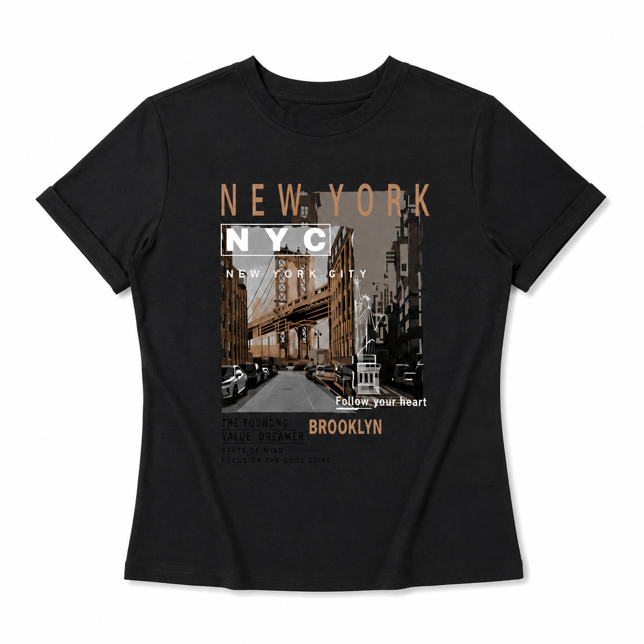 Women Brooklyn Bridge New York City Graphic T-Shirt NYC Travel Casual Tee Top