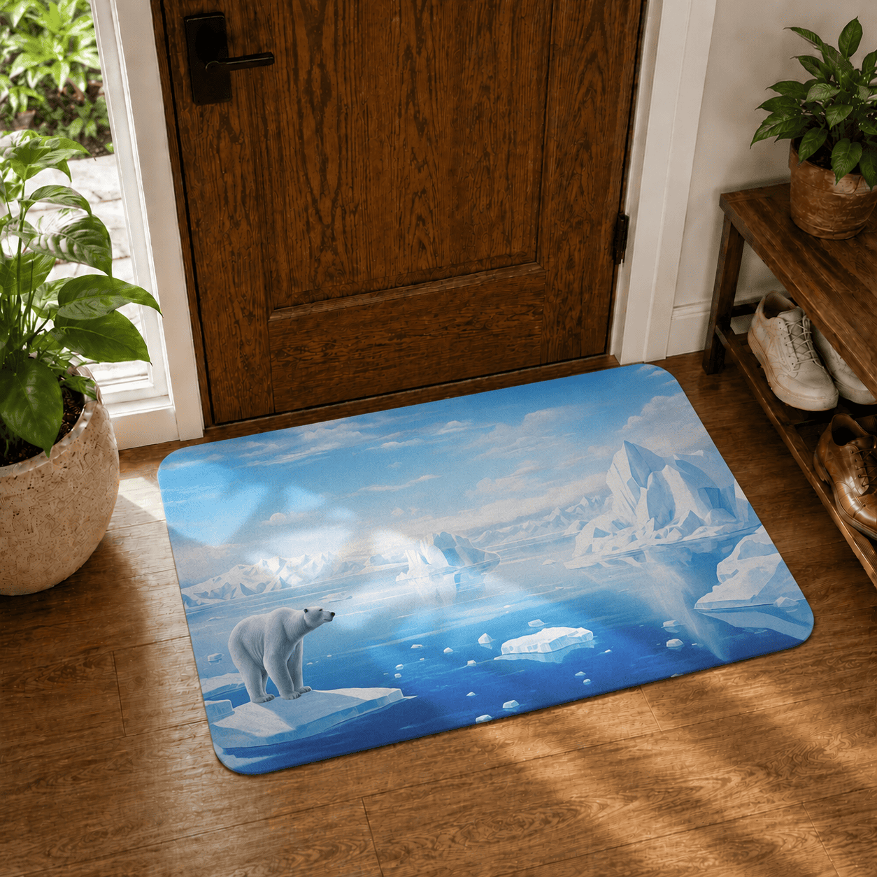 Polar Bear Arctic Floor Mat Quick Dry Super Absorbent Non Slip Winter Decor