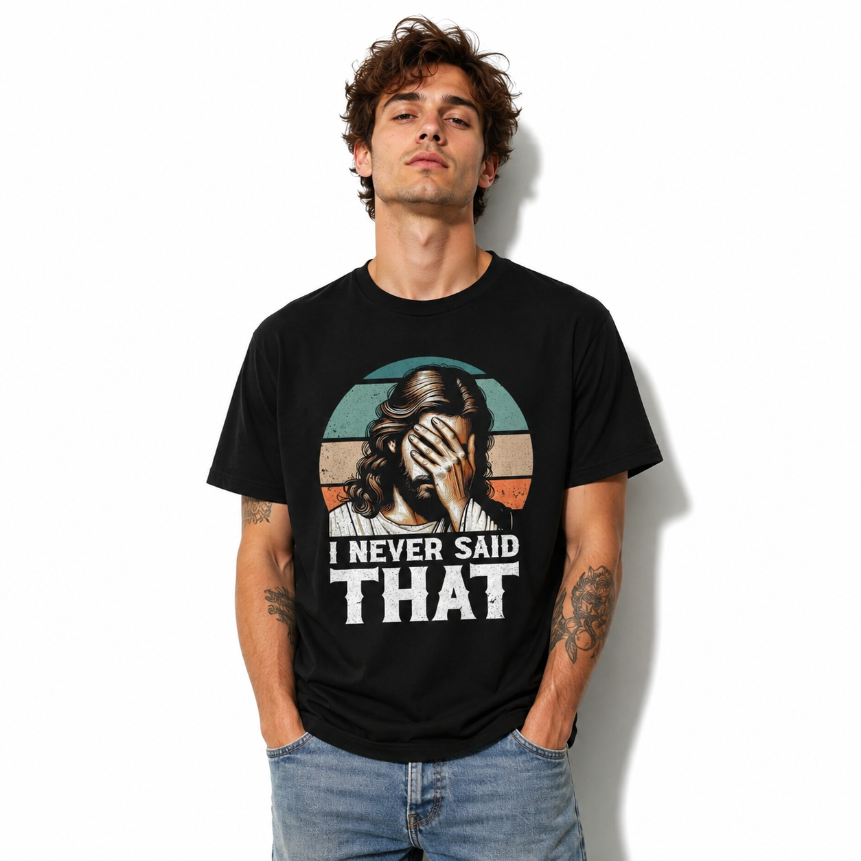Funny I Never Said That Jesus Christian Meme Graphic T-Shirt for Men