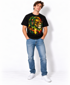 Reggae Lion Headphones Tropical Sunset Men's Graphic T-Shirt