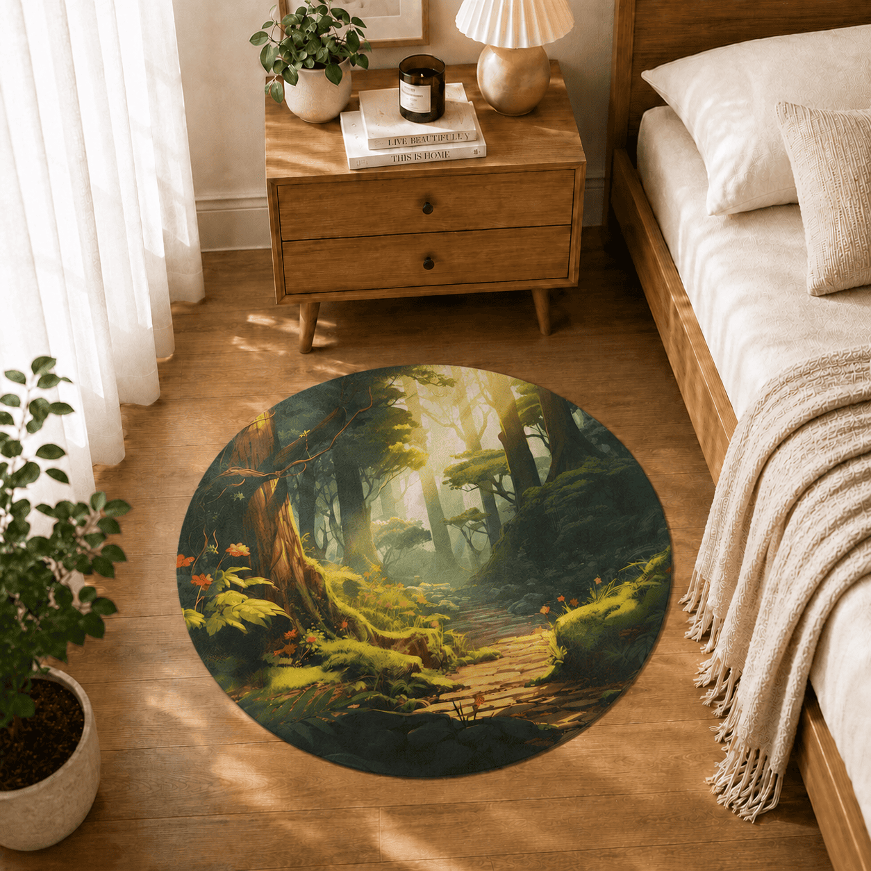 Mystic Forest Floor Mat Quick Dry Super Absorbent Non Slip Nature Decor
