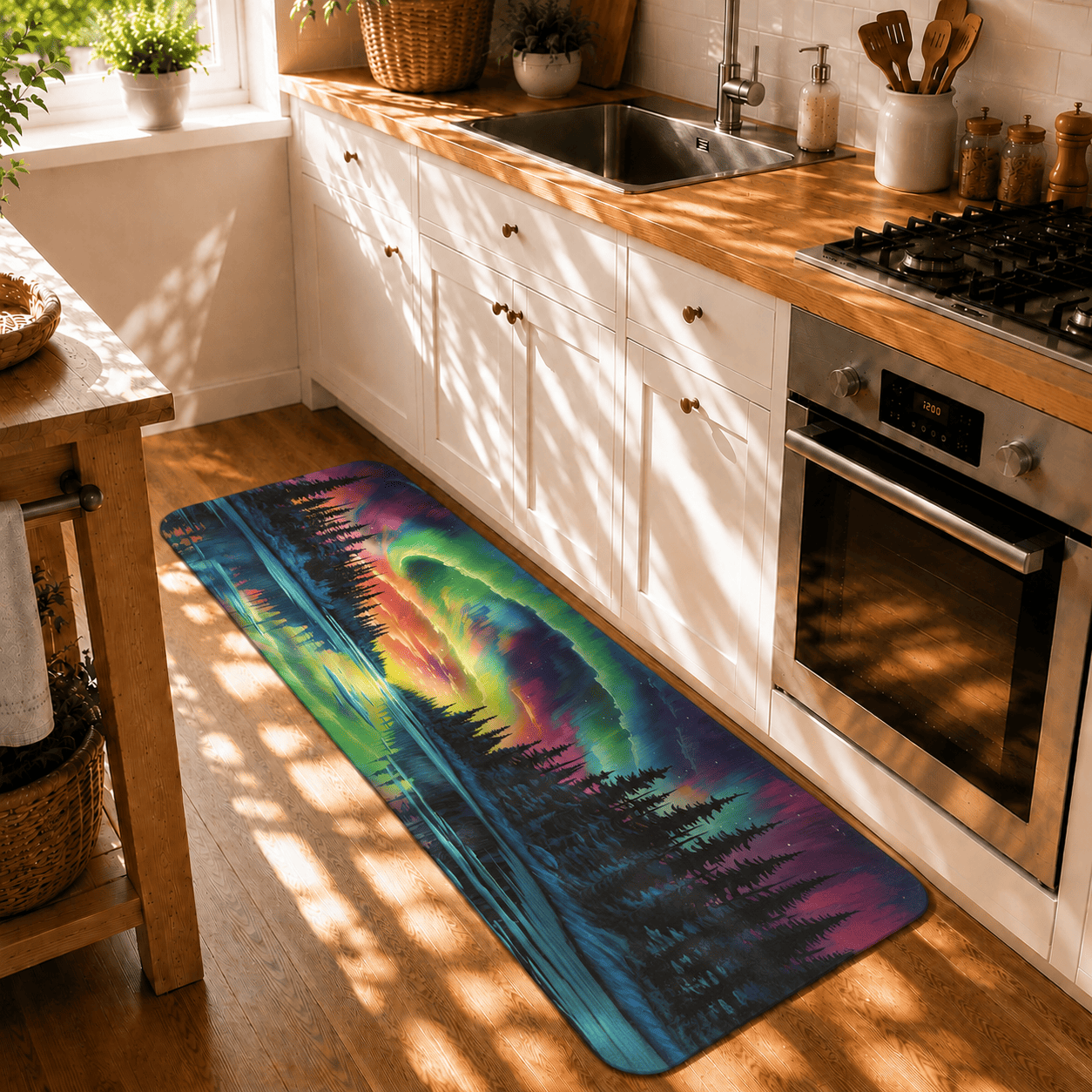 Aurora Borealis Floor Mat Quick Dry Super Absorbent Non Slip Northern Lights
