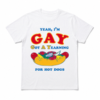 Funny Yeah I'm Gay Hot Dog Humor Meme Graphic T-Shirt for Men