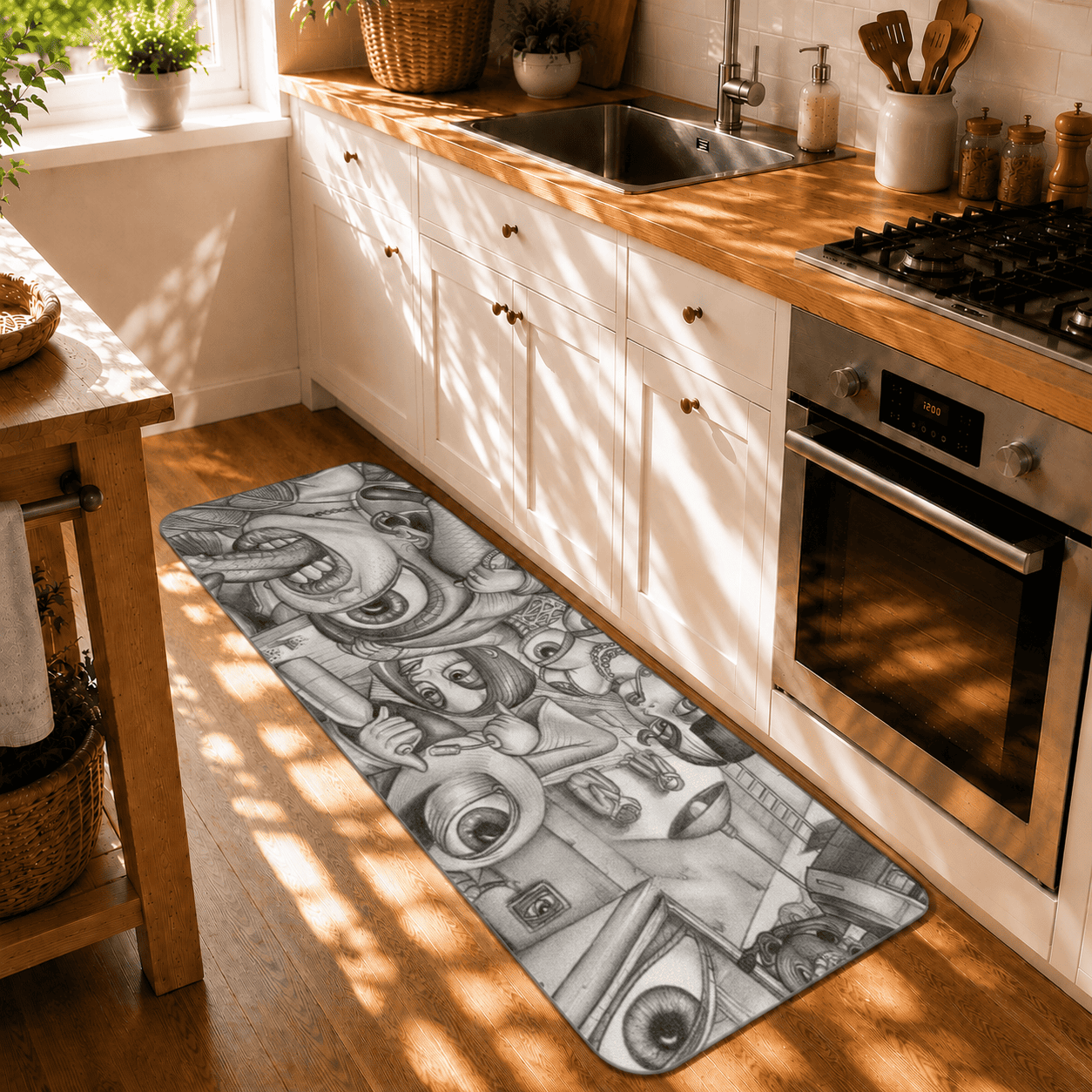 Surreal Abstract Bath Rug Quick Dry Super Absorbent Non Slip Psychedelic Decor