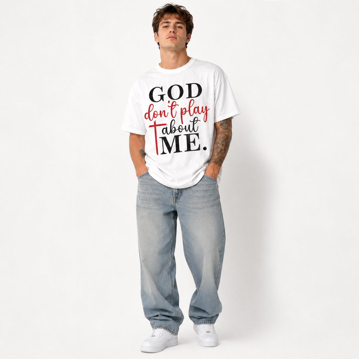 God Don't Play About Me Christian Graphic T-Shirt Faith Cross Tee