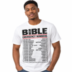 Bible Emergency Numbers Christian Faith Scripture Men's Graphic T-Shirt