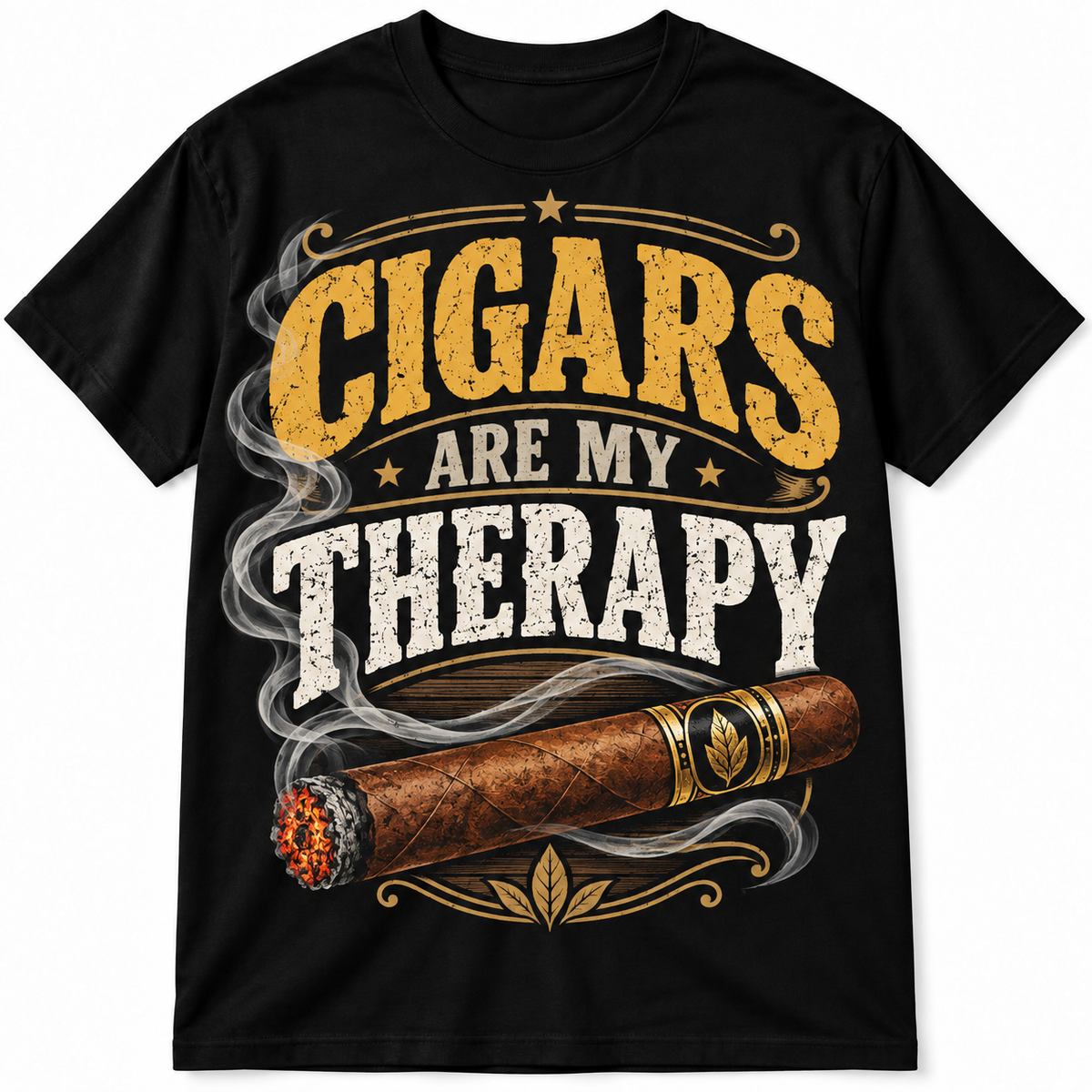 Cigars Are My Therapy Funny Cigar Smoker Vintage Graphic Men's T-Shirt