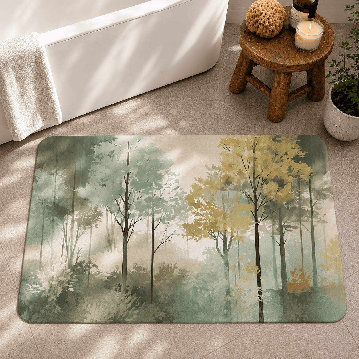 Forest Tree Floor Mat for Entryway Quick Dry Non Slip Super Absorbent Door Mat