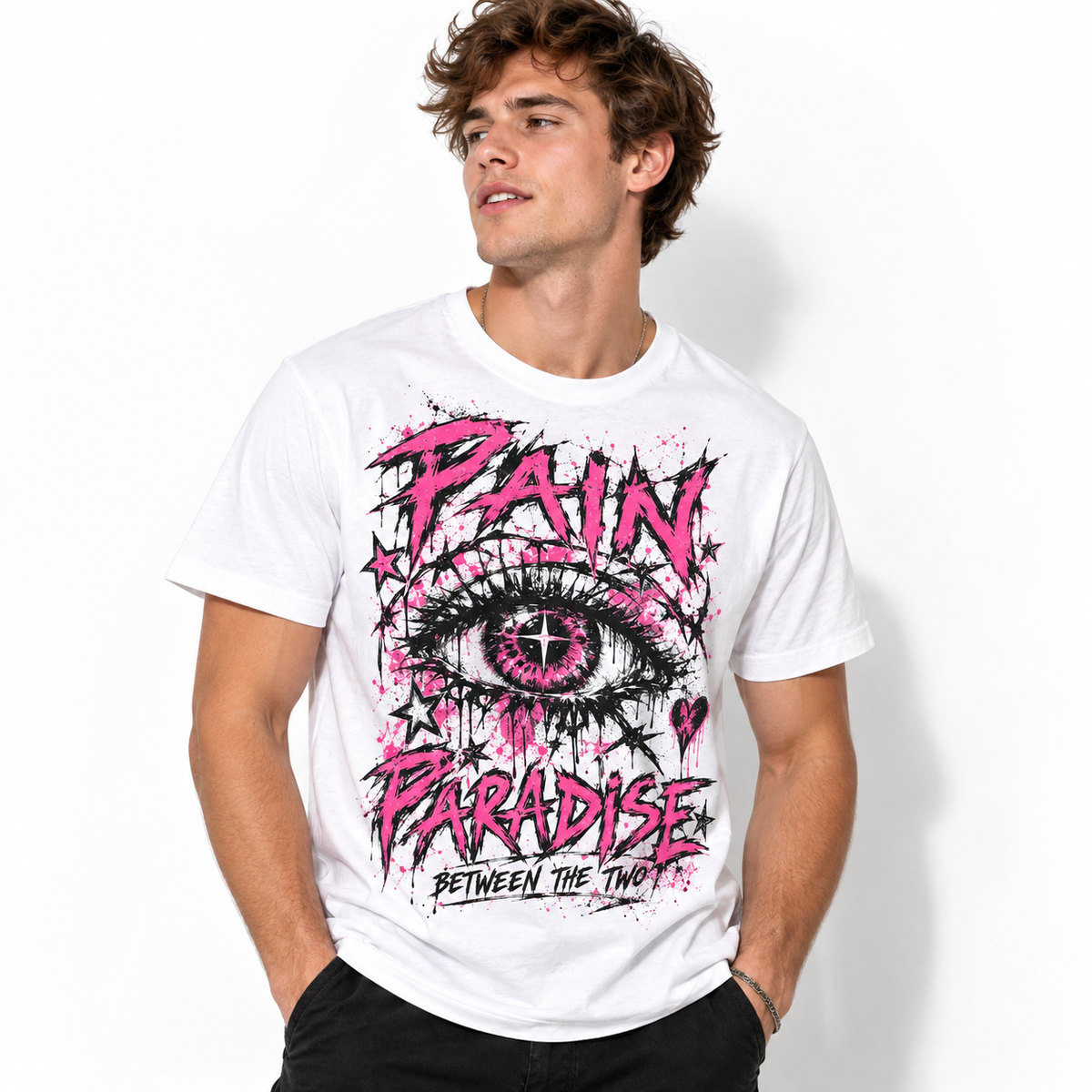 Pain Paradise Pink Eye Punk Street Art Men's Graphic T-Shirt
