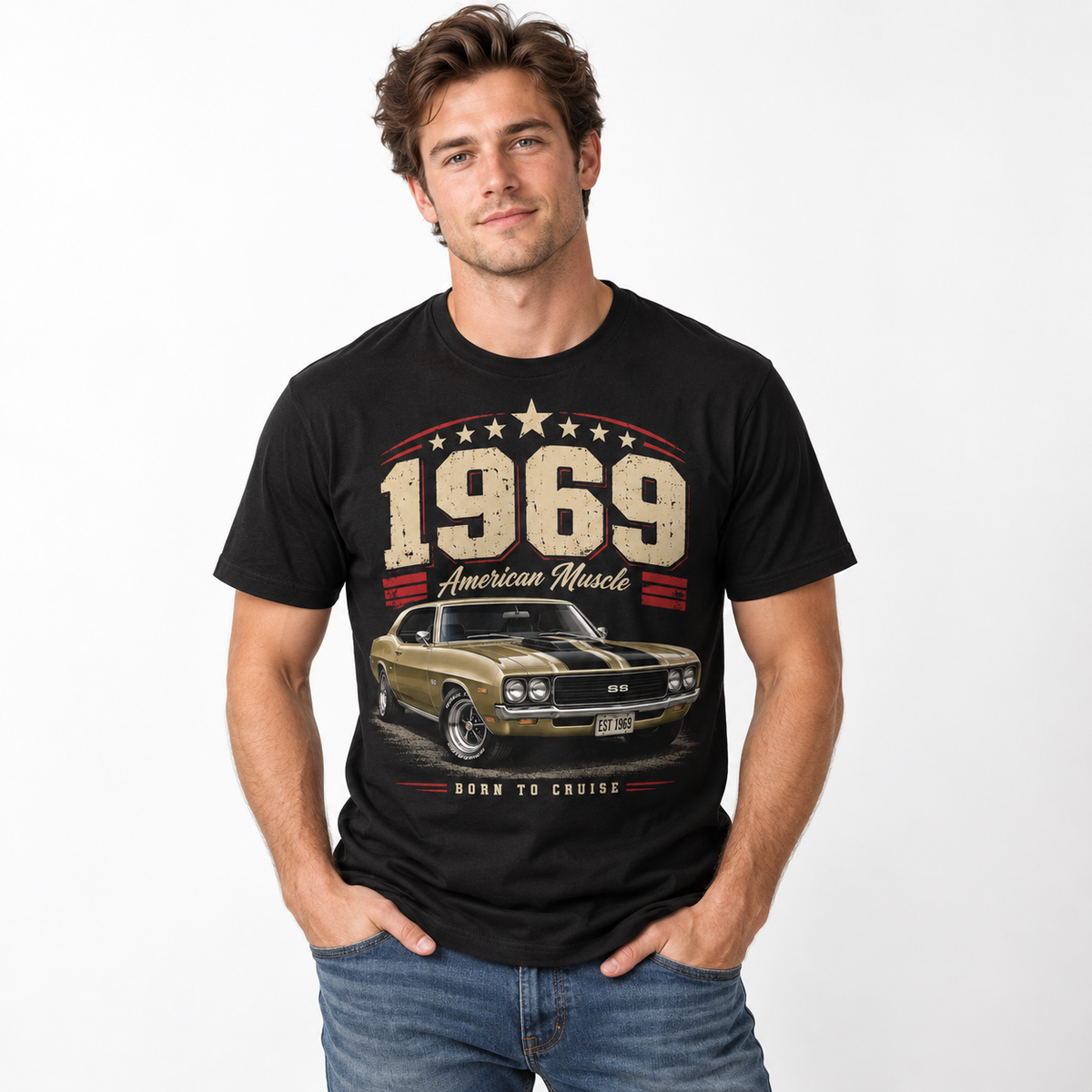 1969 American Muscle Classic Car Vintage Men's Graphic T-Shirt