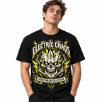 Electric Chaos Skull Lightning Streetwear Men's Graphic T-Shirt