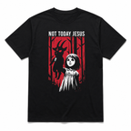 Not Today Jesus Creepy Girl Demon Funny Halloween Horror Men's T-Shirt