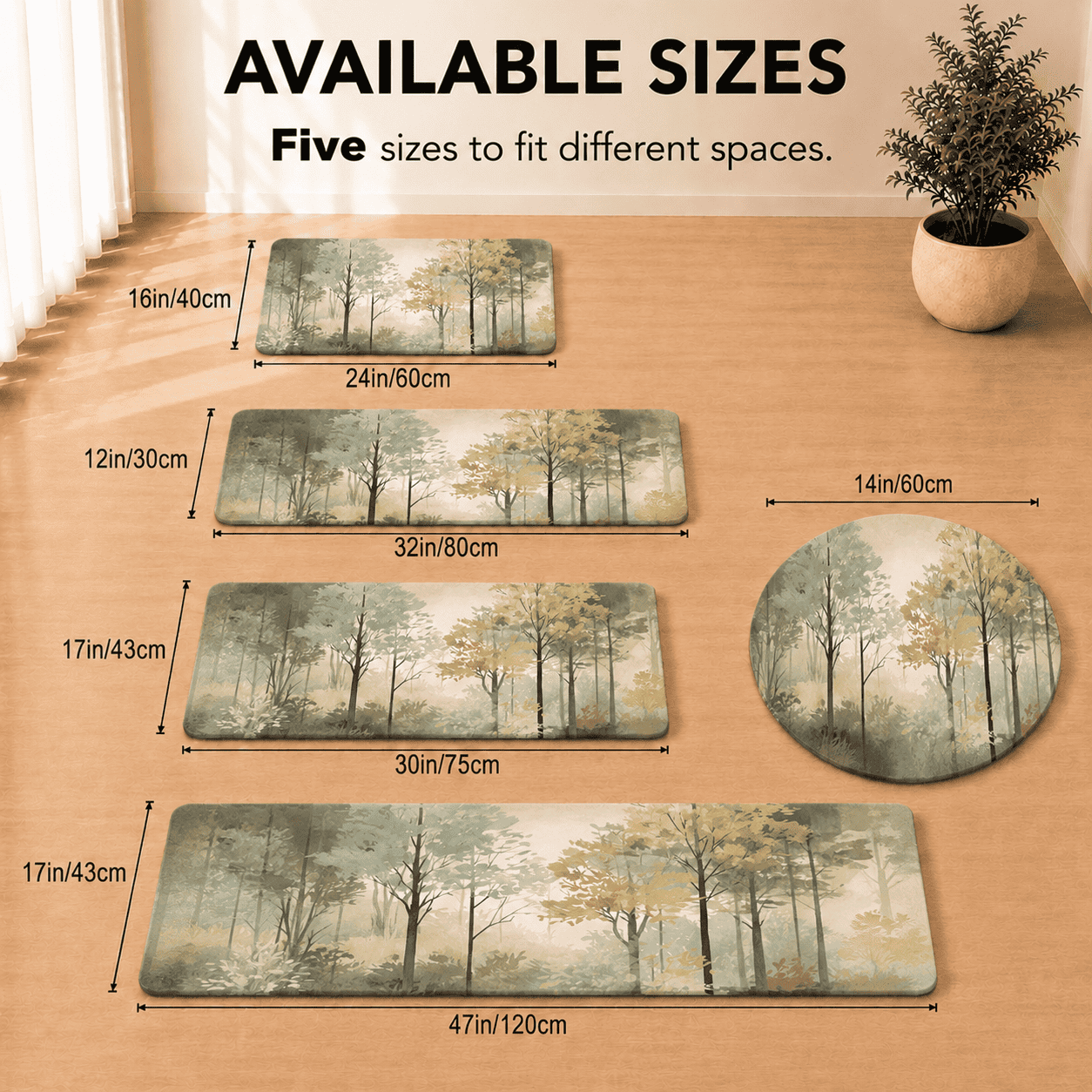 Forest Tree Floor Mat for Entryway Quick Dry Non Slip Super Absorbent Door Mat