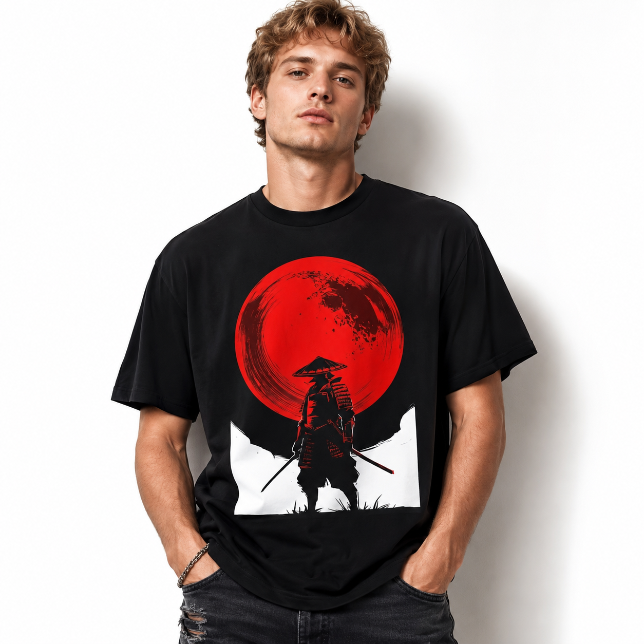 Retro Japanese Samurai Warrior Graphic T-Shirt Vintage Japan Art Tee