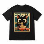 Anime Cat Ramen T-Shirt Japanese Kawaii Graphic Funny Streetwear Tee