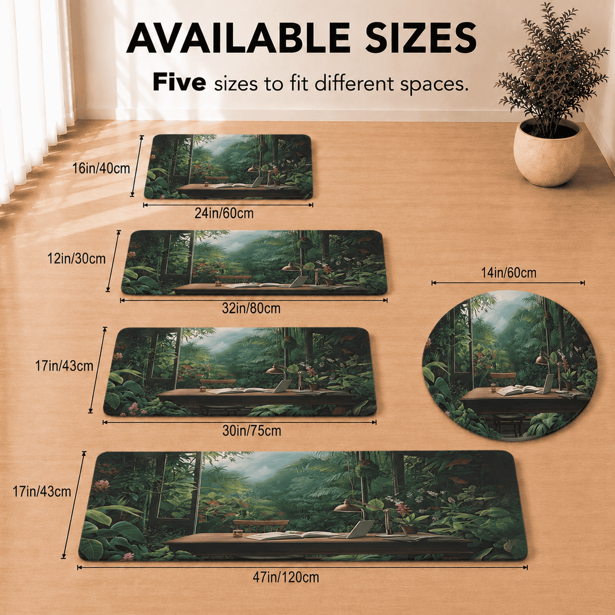 Green Rainforest Kitchen Mat Quick Dry Super Absorbent Non Slip Anime Lofi Decor