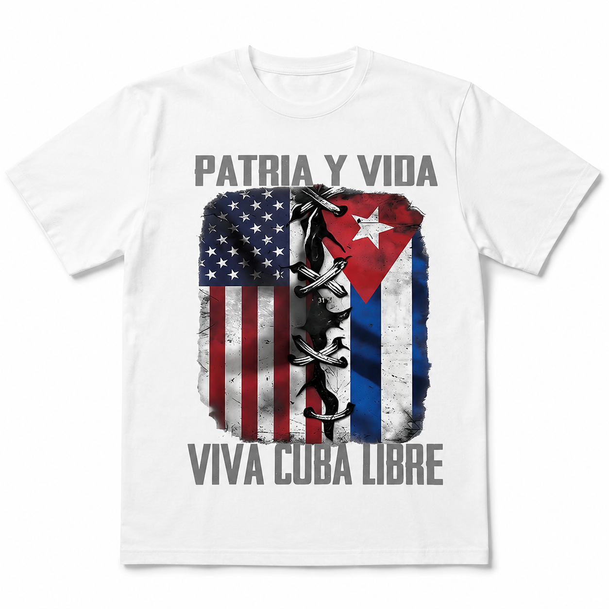 Men's Cuban Pride Graphic T-Shirt Vintage Freedom Flag Tee