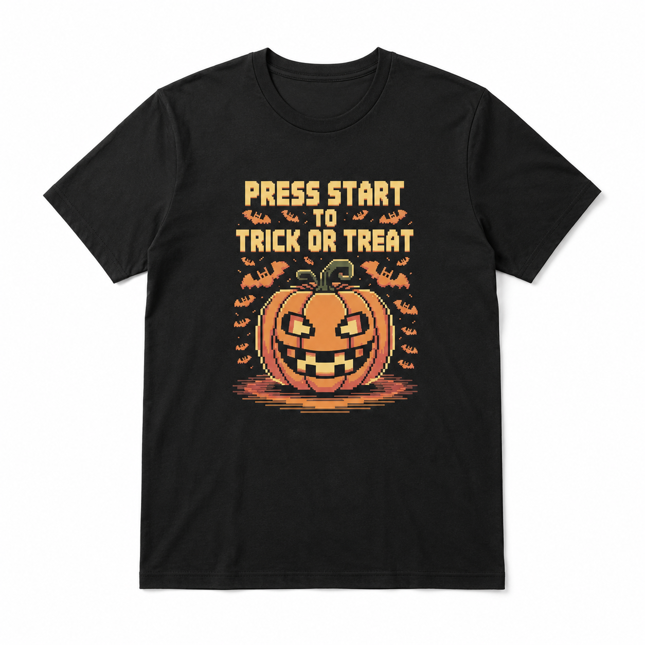 Press Start Trick or Treat Retro Gamer Pumpkin Halloween Men's T-Shirt