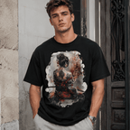 Japanese Samurai Geisha Graphic T-Shirt Sakura Anime Style Tee
